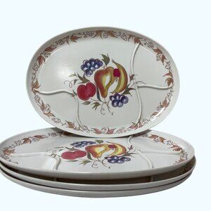 Vintage Fruit-Themed 4 Divided Serving Platters Melamine